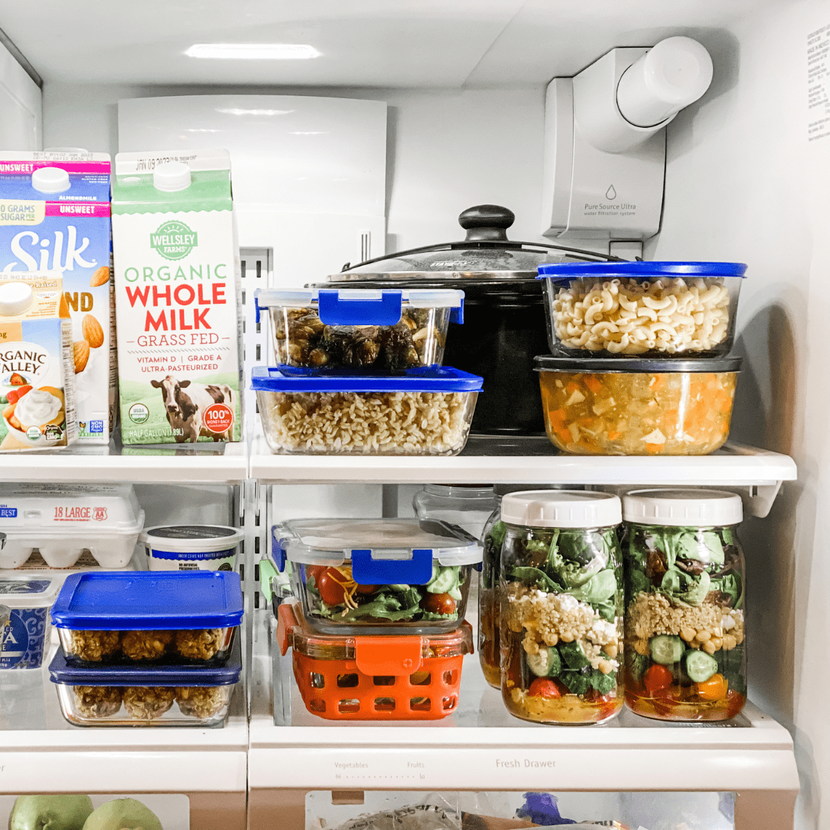 meal prep containers in the fridge