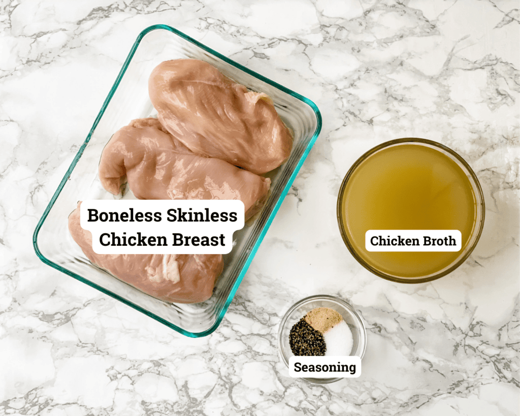 ingredients to make crockpot shredded chicken.
