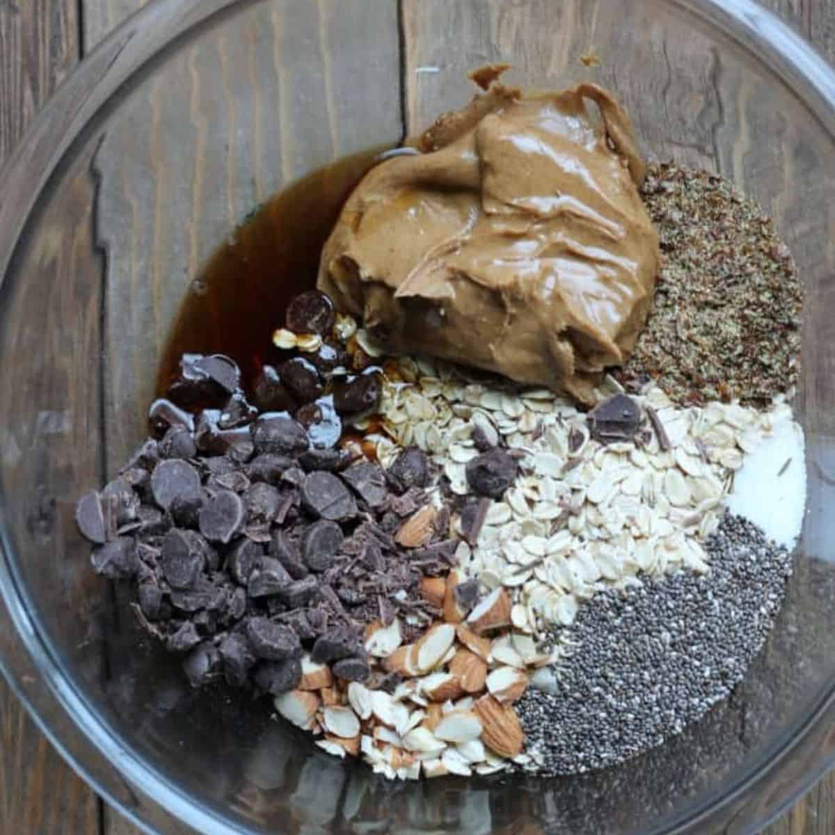 ingredients to make almond butter energy balls.