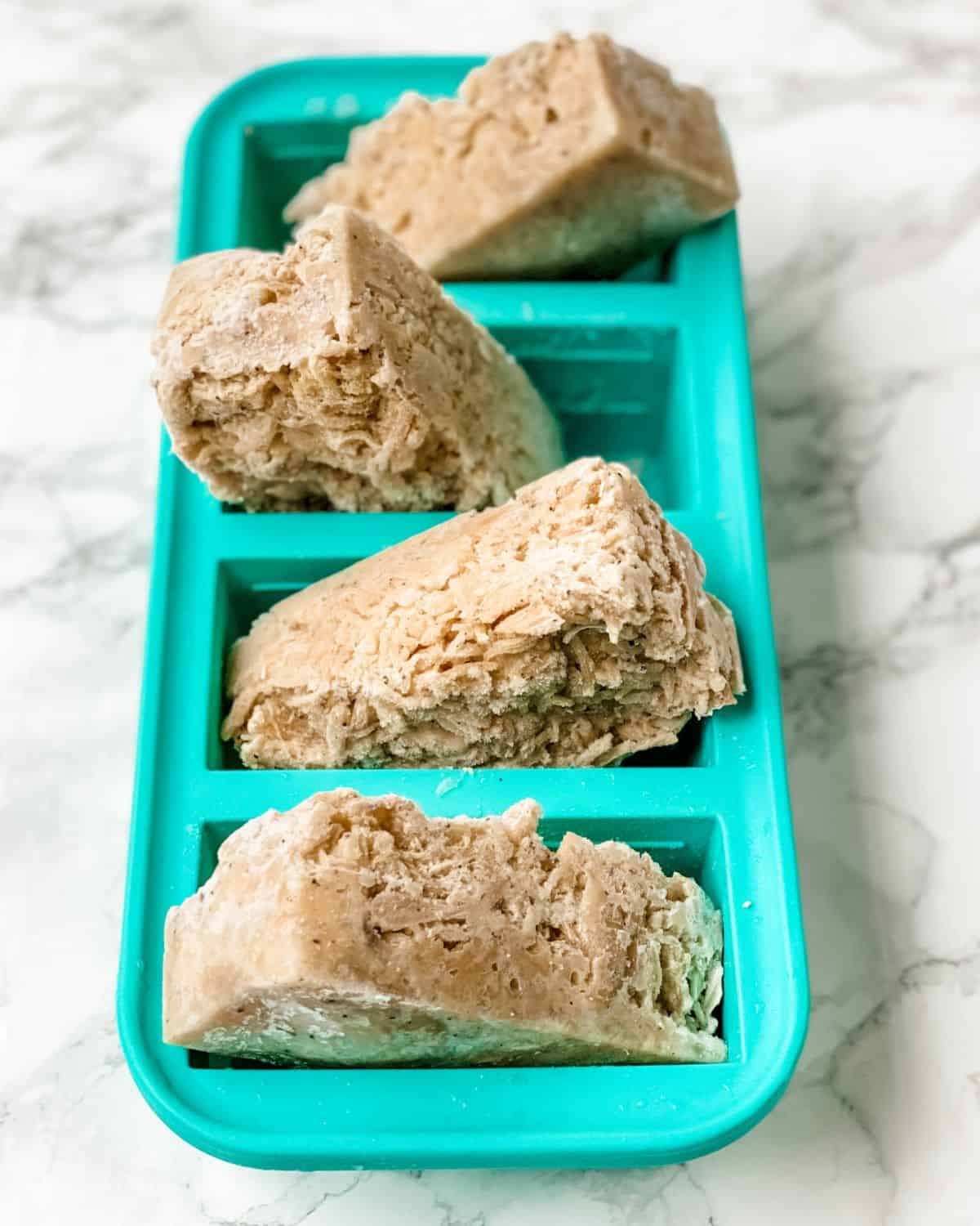 frozen shredded chicken in souper cubes.