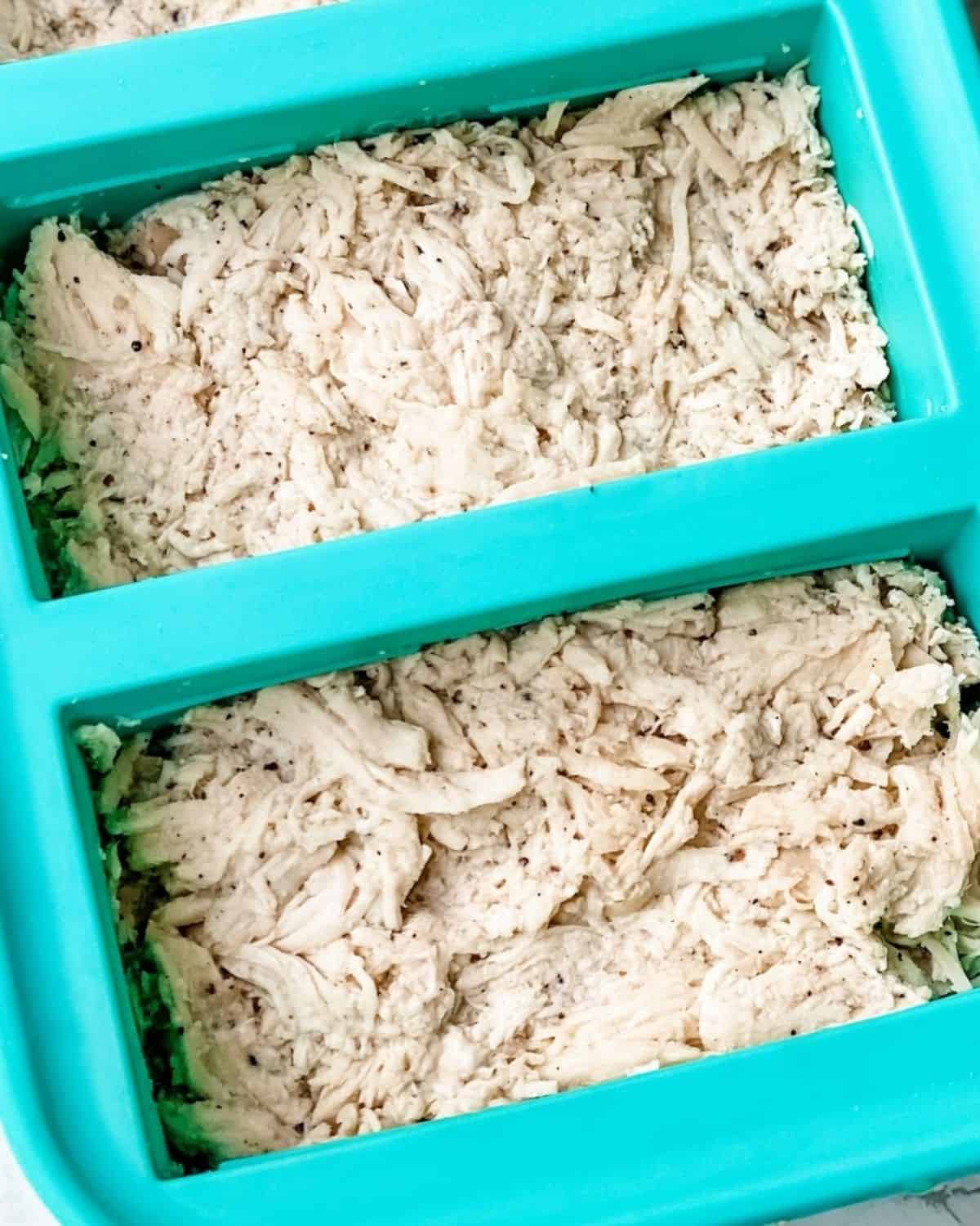 shredded chicken frozen in souper cubes.