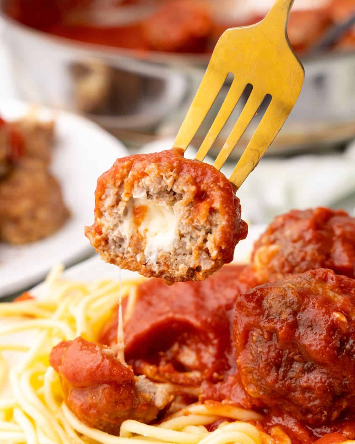 close-up of stuffed meatballs.