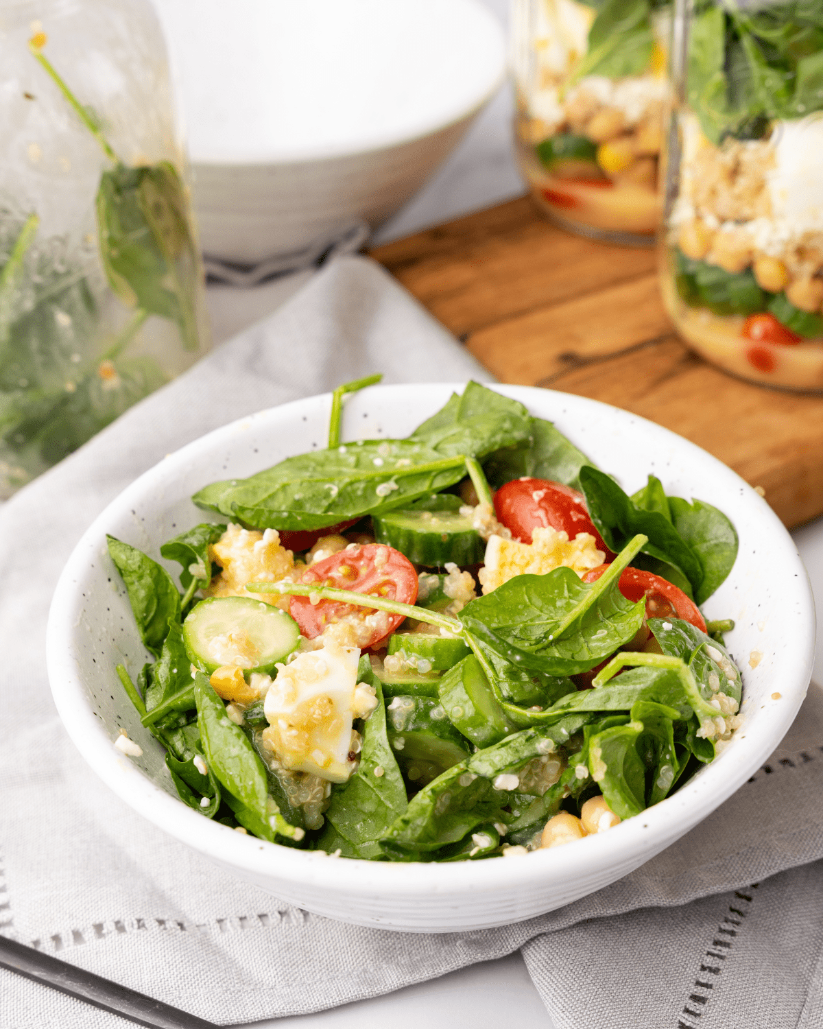 protein power salad in a bowl.