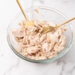 shredded chicken in a bowl.