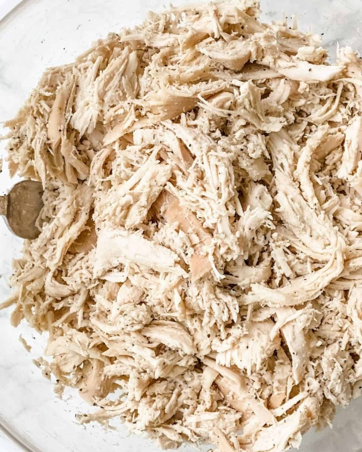 shredded chicken in the bowl.