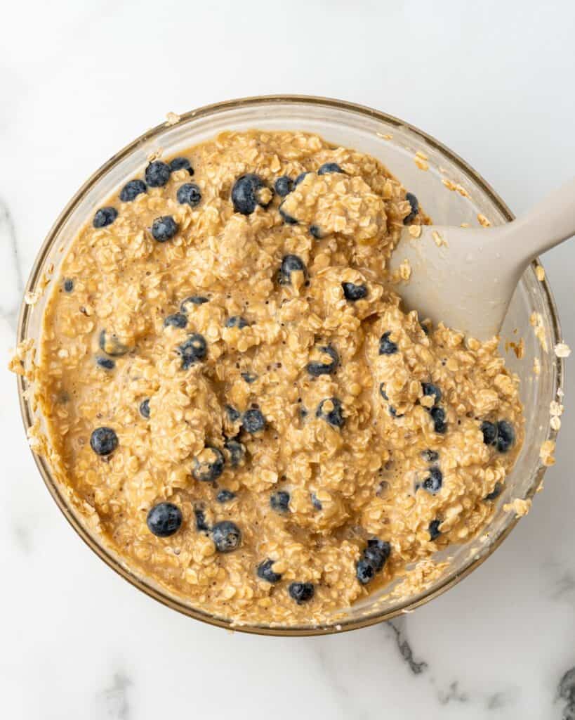 blueberries folded into the batter.