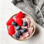 overnhead picture of cottage cheese overnight oats