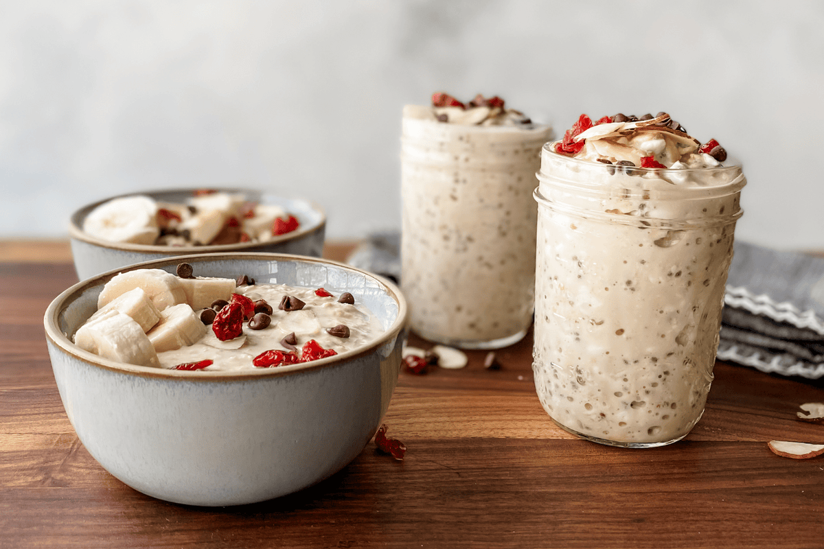 protein overnight oats looking from the front